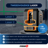 Cross Line Laser LL-A1600 - Two Adjustable Lines - Green Laser - 1000mAh Battery