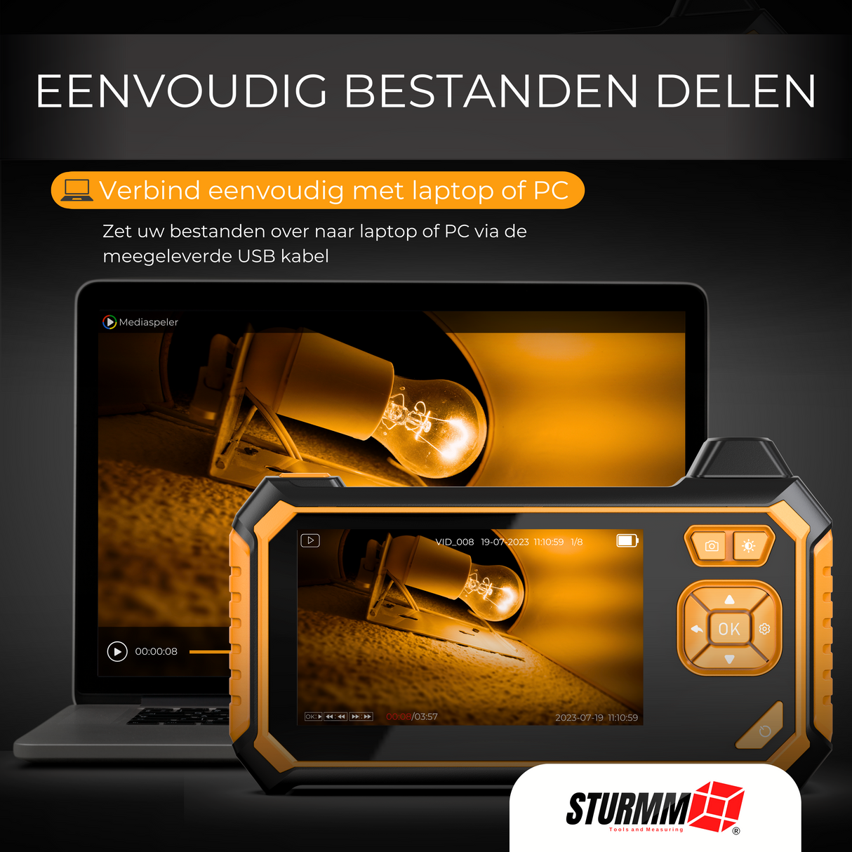 Inspection camera ST-IC210 - Endoscope with two cameras - 10 Meter cable