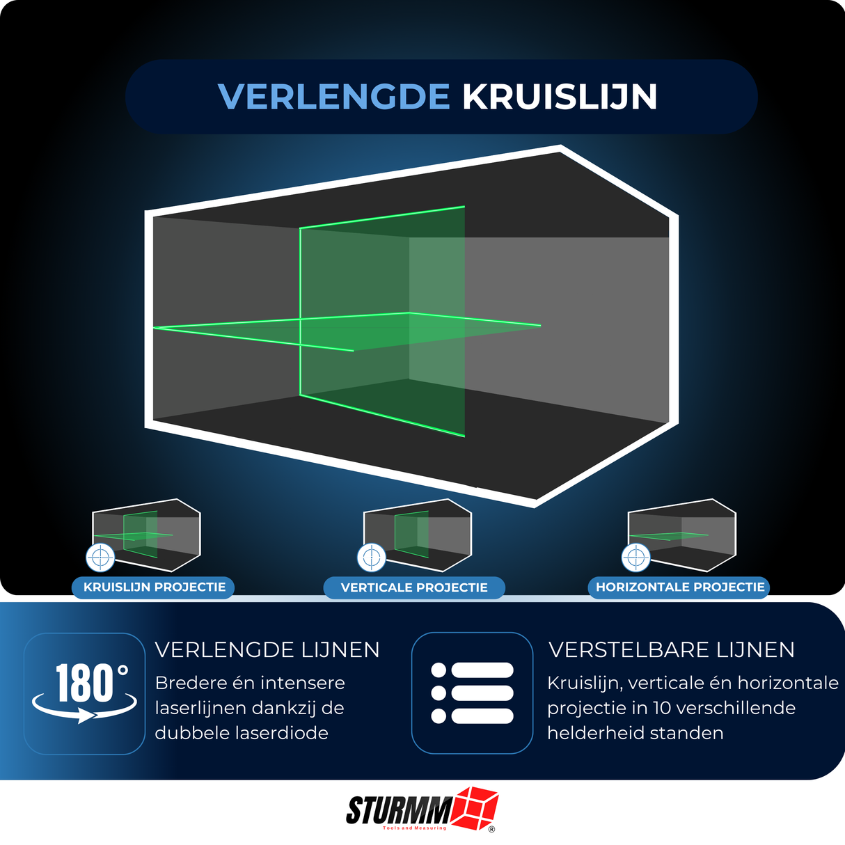 Cross Line Laser LL-A800 - Two Adjustable Lines - Green Laser