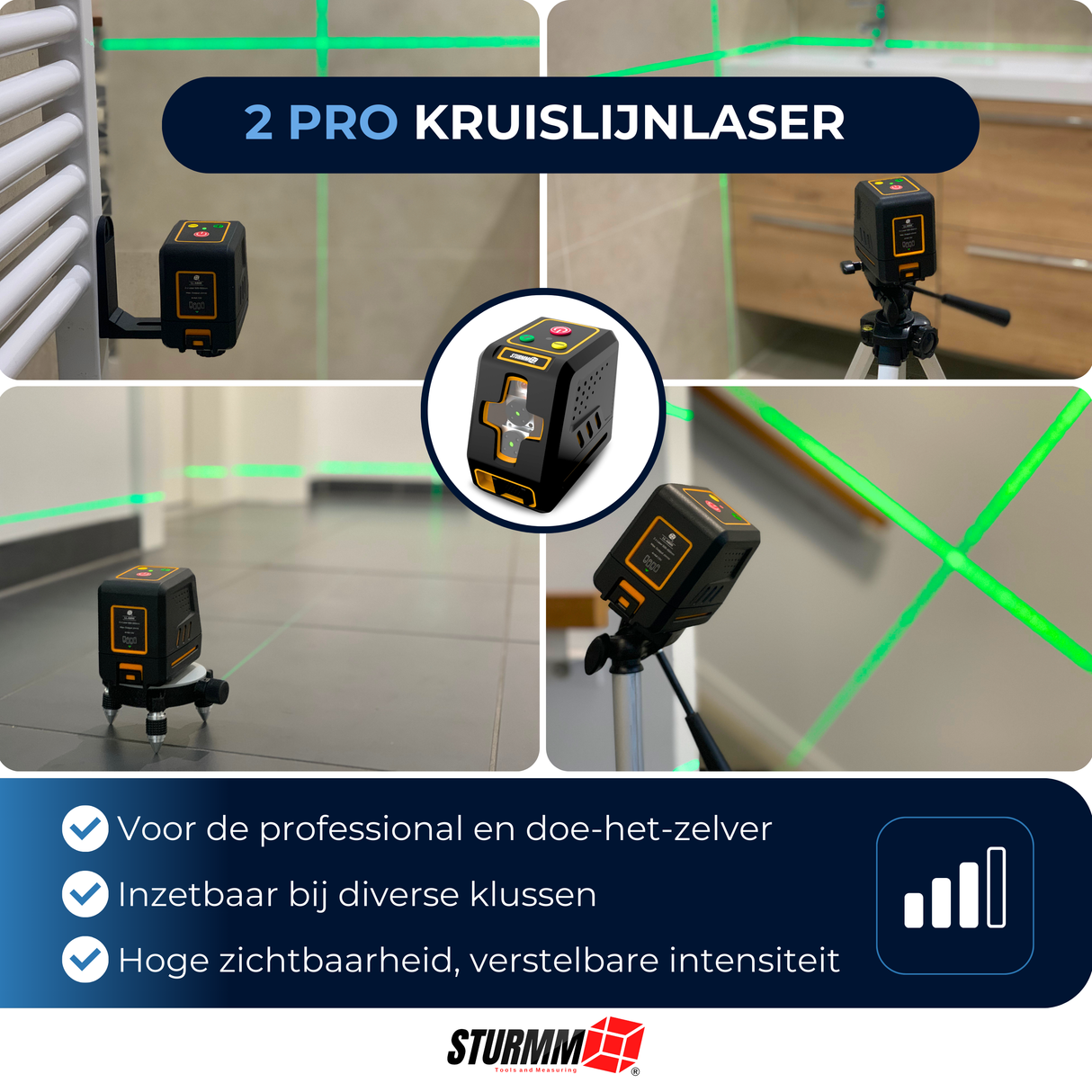 Cross Line Laser LL-A800 - Two Adjustable Lines - Green Laser