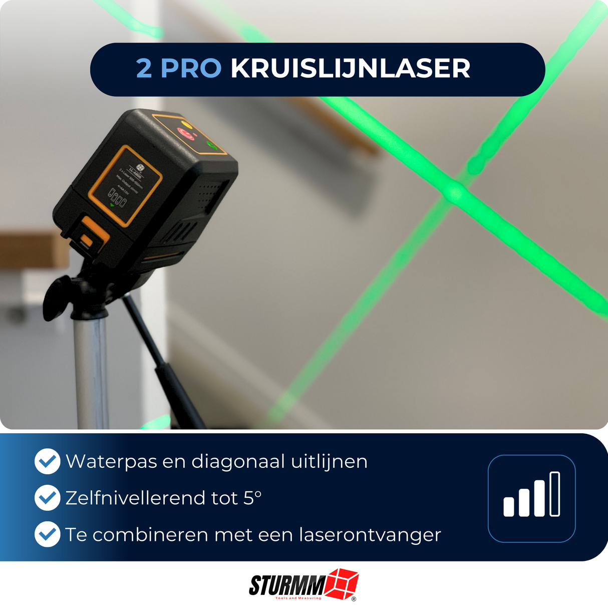 Cross Line Laser LL-A800 - Two Adjustable Lines - Green Laser