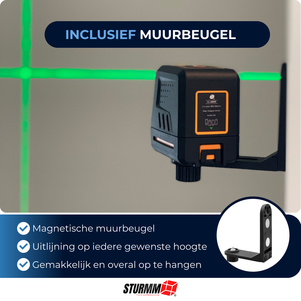 Cross Line Laser LL-A800 - Two Adjustable Lines - Green Laser