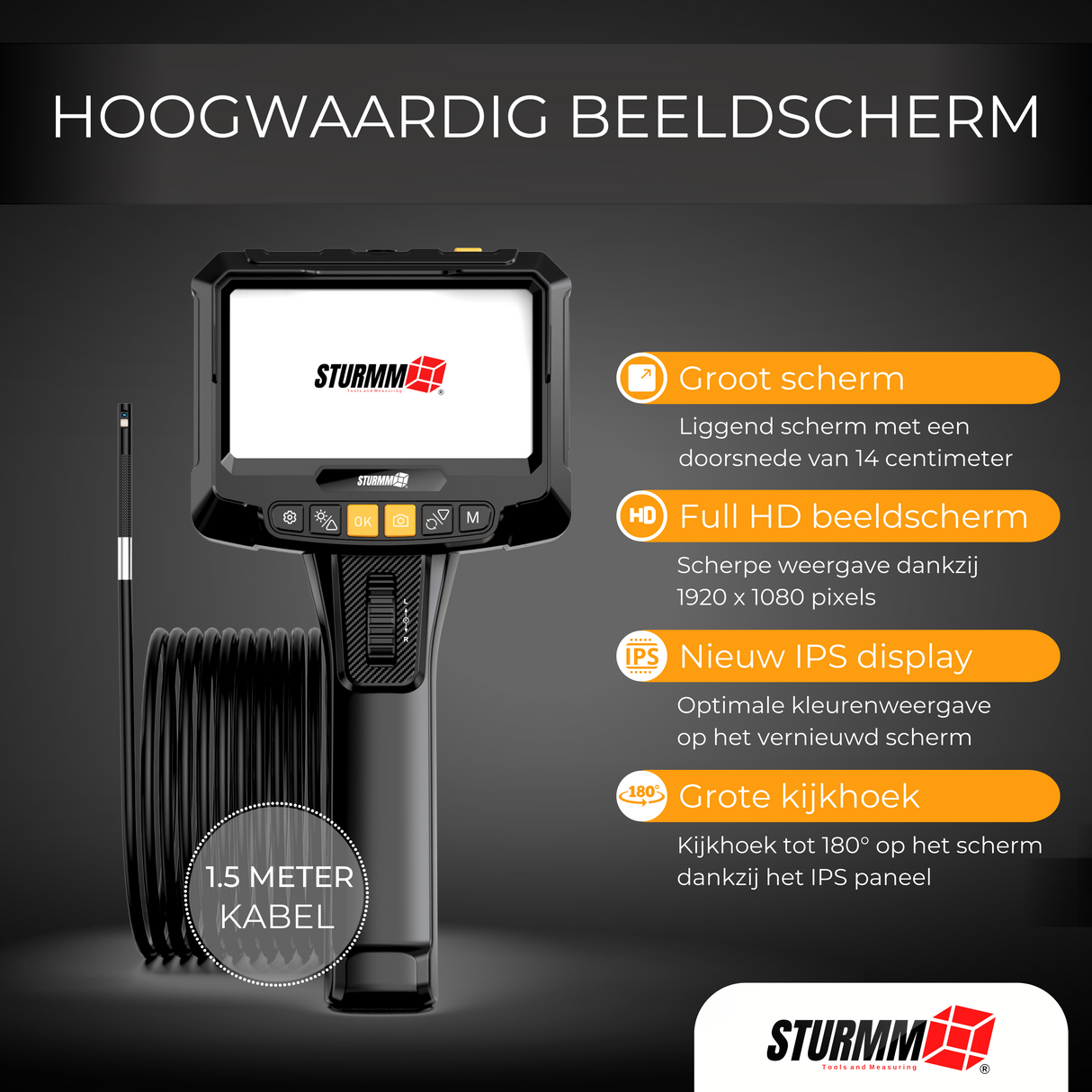 Inspection camera ST-IC11S - Endoscope with steerable lens - Two cameras - 1.5 Meter cable