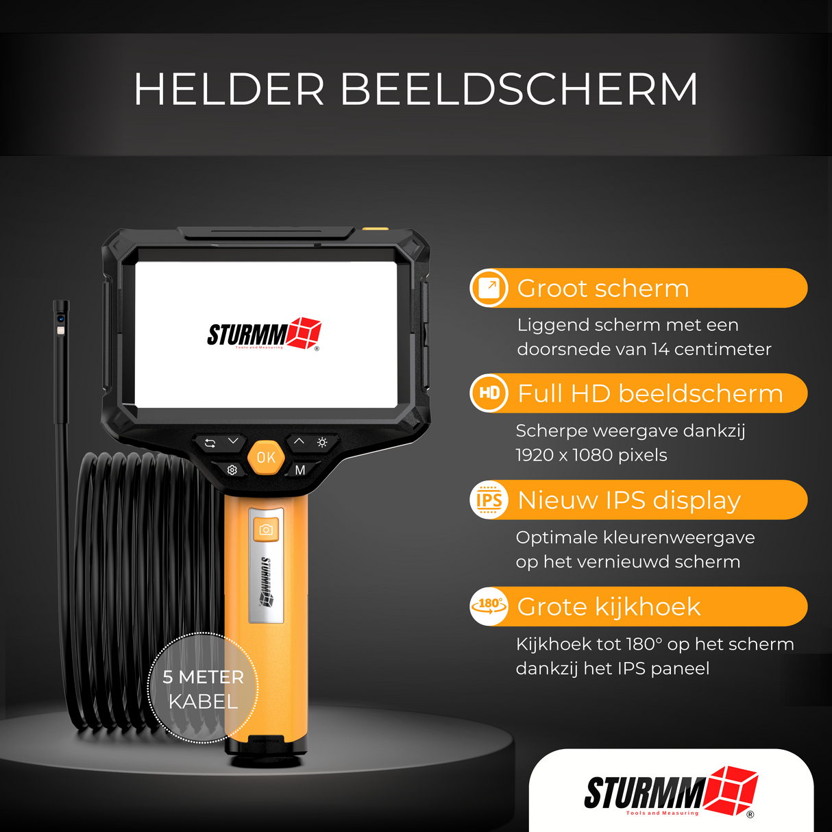 Inspection camera ST-IC10 - Endoscope with two cameras - 5 Meter cable