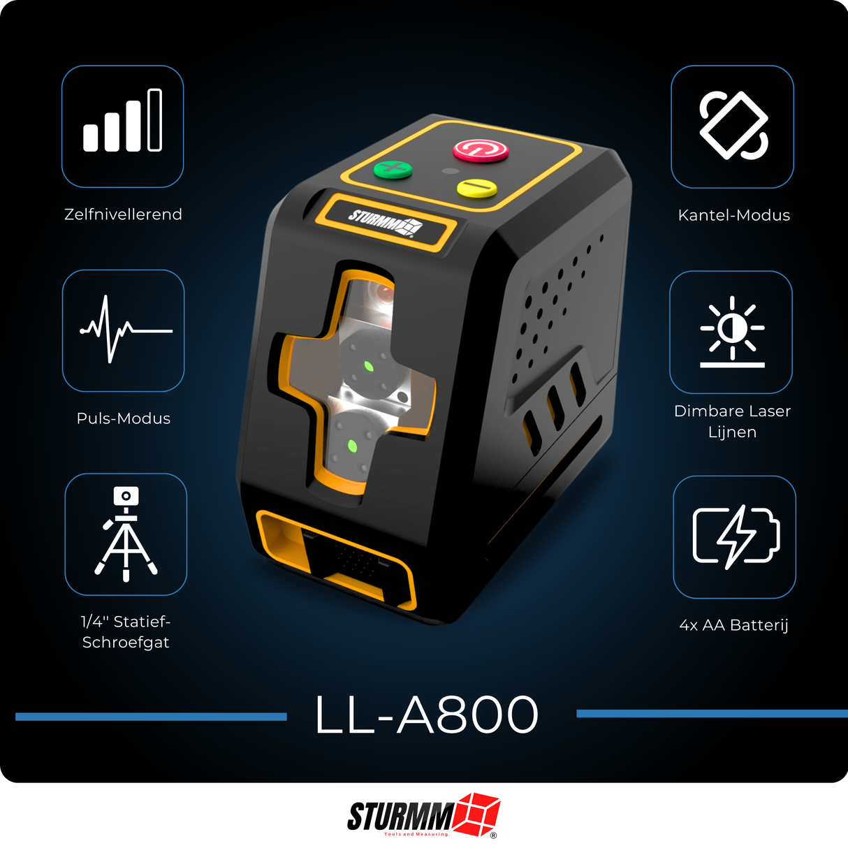 Cross Line Laser LL-A800 - Two Adjustable Lines - Green Laser