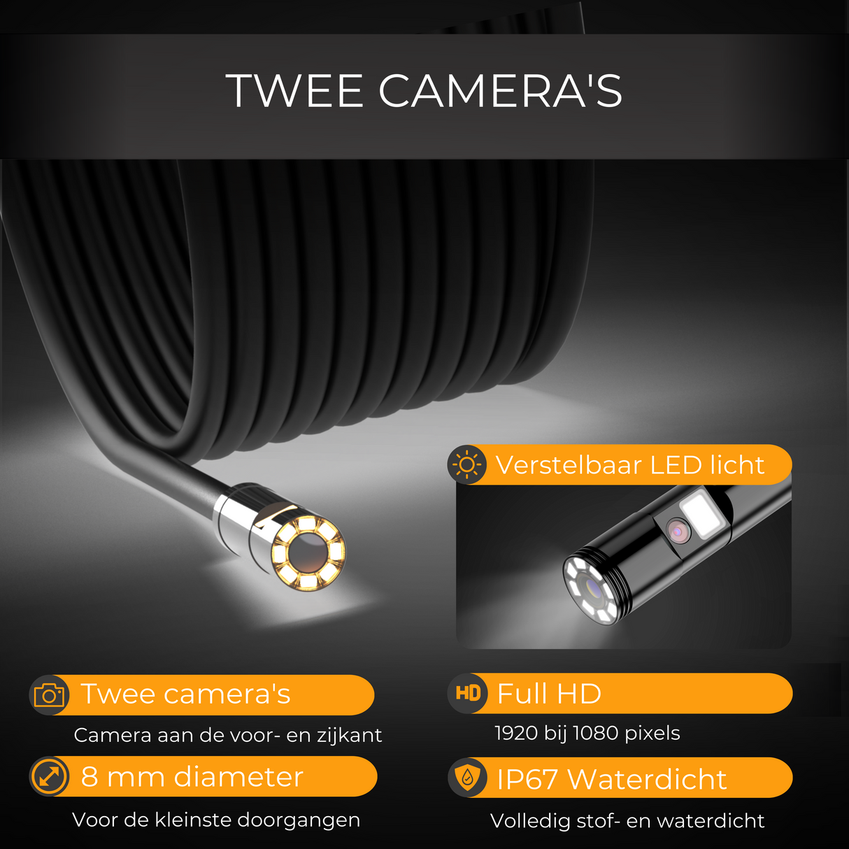 Inspection camera ST-IC210 - Endoscope with two cameras - 10 Meter cable