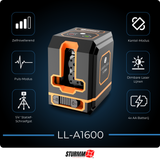 Cross Line Laser LL-A1600 - Two Adjustable Lines - Green Laser - 1000mAh Battery