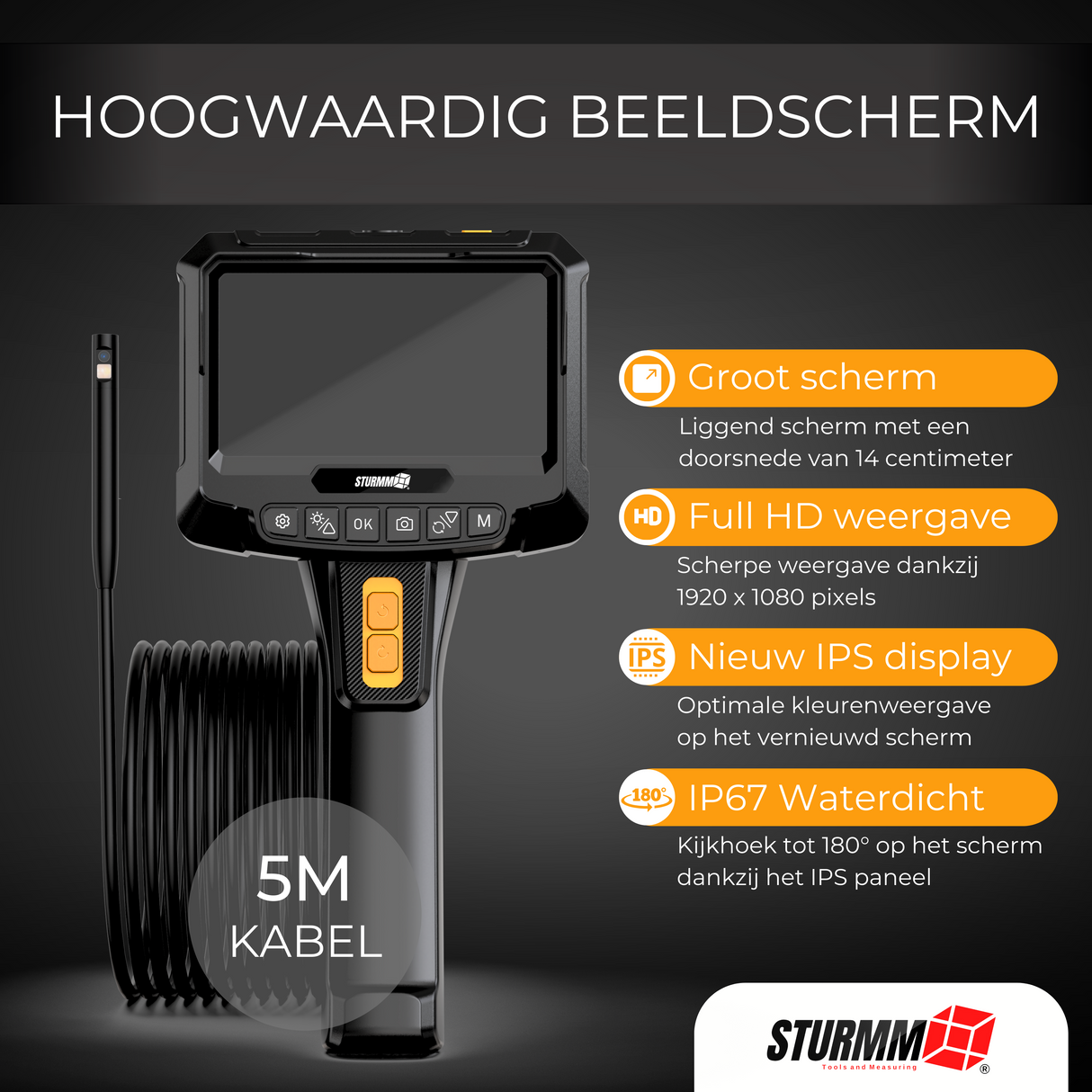 Inspection camera ST-IC11R - Endoscope with rotating lens - Two cameras - 5 Meter cable
